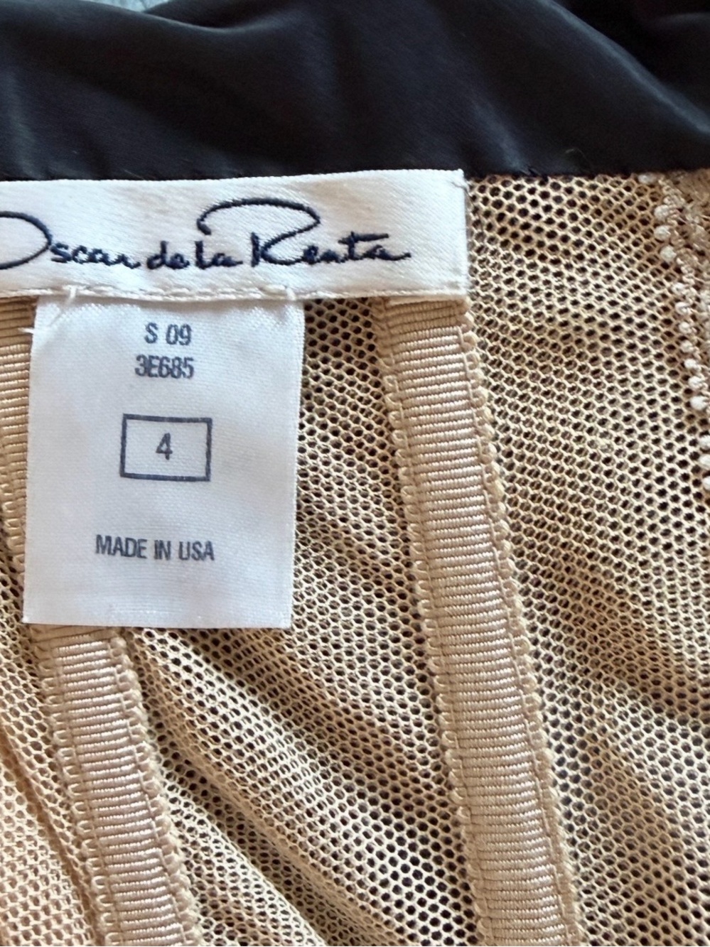 Oscar de la Renta Strapless Black and Cream Tie-Dye Midi Dress - Picture 9 of 10